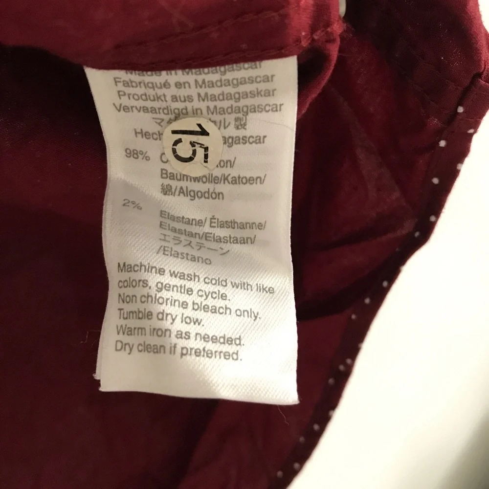 J CREW BURGUNDY DRESS SHIRT LONG SLEEVE BUTTON SLIM UNTUCK WOMENS LARGE